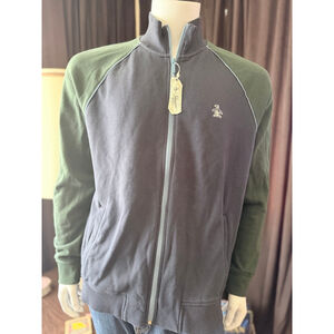 Original Penguin Zip Up Sweater L Navy Green